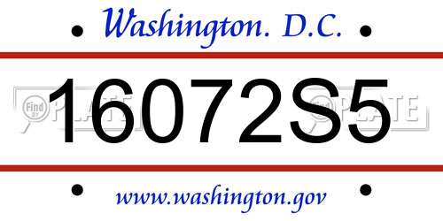 16072S5 District Of Columbia License Plate