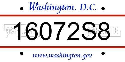 16072S8 District Of Columbia License Plate