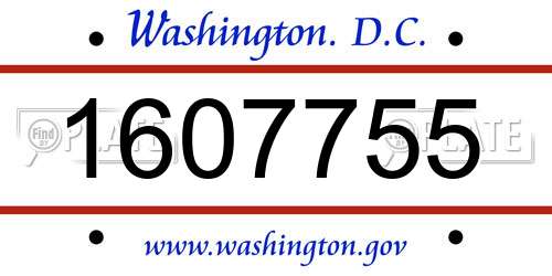 1607755 District Of Columbia License Plate