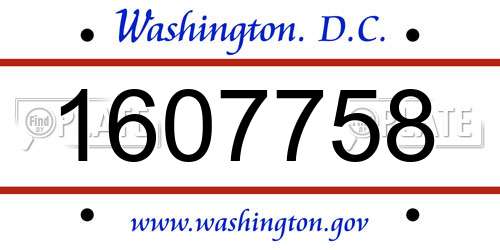 1607758 District Of Columbia License Plate