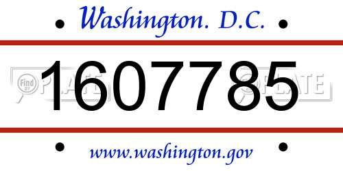1607785 District Of Columbia License Plate