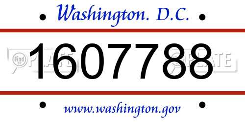 1607788 District Of Columbia License Plate