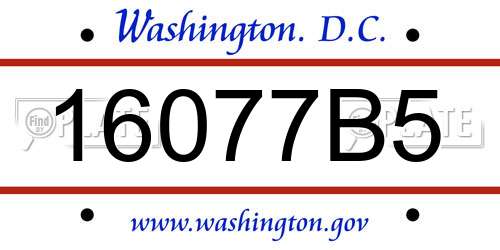 16077B5 District Of Columbia License Plate