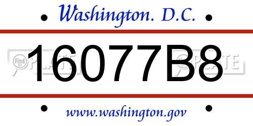 16077B8 District Of Columbia License Plate