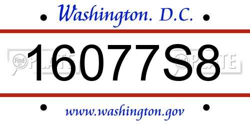 16077S8 District Of Columbia License Plate