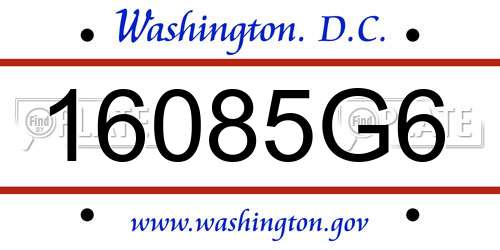 16085G6 District Of Columbia License Plate