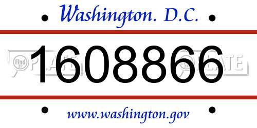 1608866 District Of Columbia License Plate