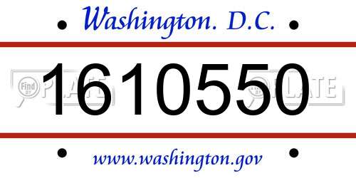 1610550 District Of Columbia License Plate