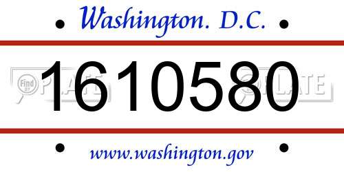 1610580 District Of Columbia License Plate