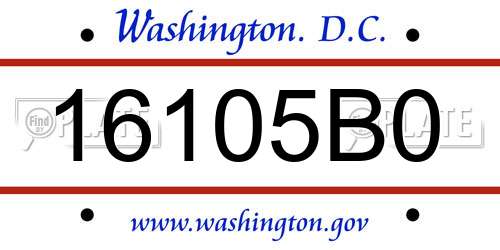 16105B0 District Of Columbia License Plate