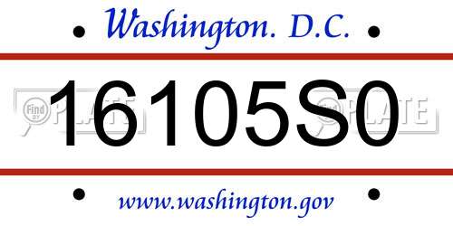 16105S0 District Of Columbia License Plate