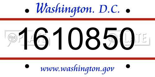 1610850 District Of Columbia License Plate