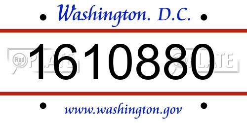 1610880 District Of Columbia License Plate