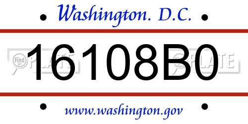 16108B0 District Of Columbia License Plate