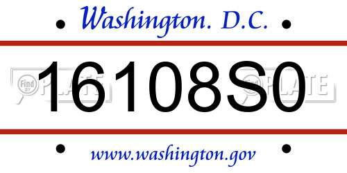 16108S0 District Of Columbia License Plate
