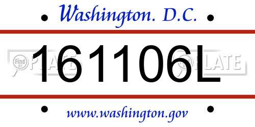 161106L District Of Columbia License Plate