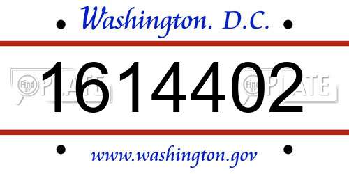 1614402 District Of Columbia License Plate
