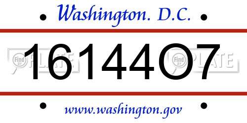 16144O7 District Of Columbia License Plate