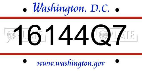 16144Q7 District Of Columbia License Plate