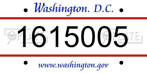1615005 District Of Columbia License Plate