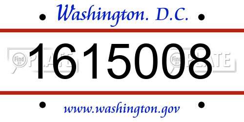 1615008 District Of Columbia License Plate