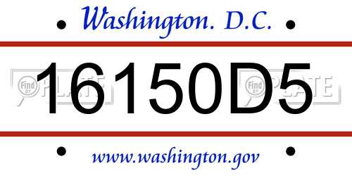 16150D5 District Of Columbia License Plate