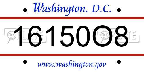 16150O8 District Of Columbia License Plate