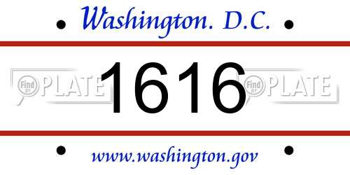 1616 District Of Columbia License Plate