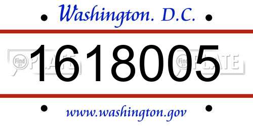 1618005 District Of Columbia License Plate