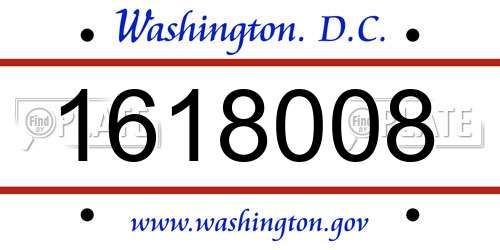 1618008 District Of Columbia License Plate