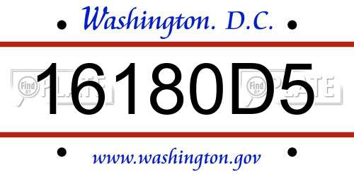 16180D5 District Of Columbia License Plate