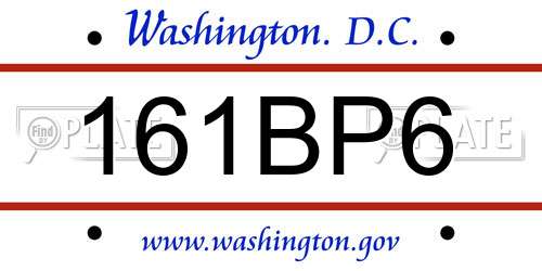 161BP6 District Of Columbia License Plate