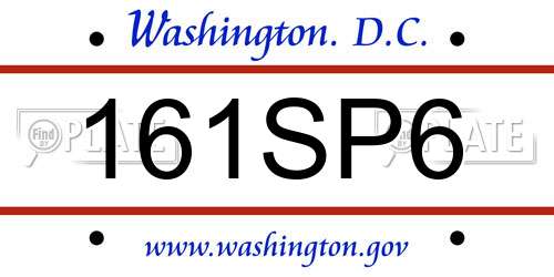 161SP6 District Of Columbia License Plate
