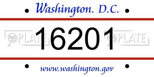 16201 District Of Columbia License Plate