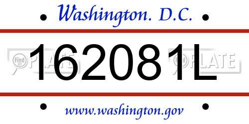 162081L District Of Columbia License Plate