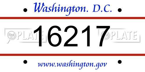 16217 District Of Columbia License Plate