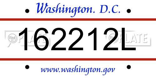162212L District Of Columbia License Plate