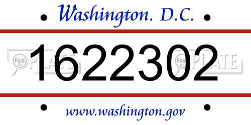 1622302 District Of Columbia License Plate