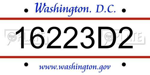 16223D2 District Of Columbia License Plate
