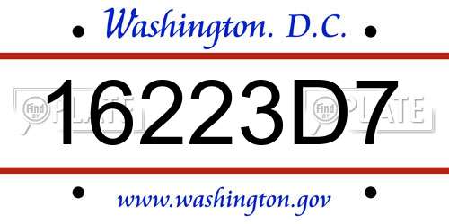 16223D7 District Of Columbia License Plate
