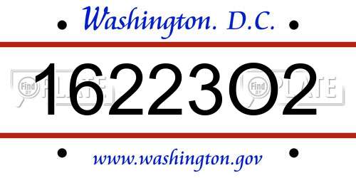 16223O2 District Of Columbia License Plate