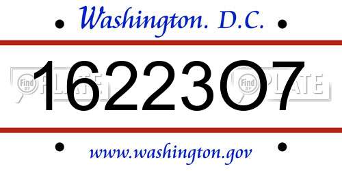 16223O7 District Of Columbia License Plate
