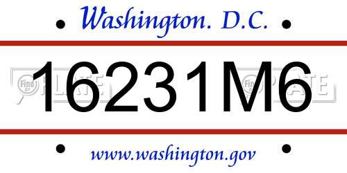16231M6 District Of Columbia License Plate