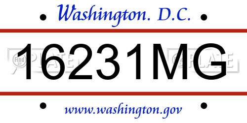 16231MG District Of Columbia License Plate