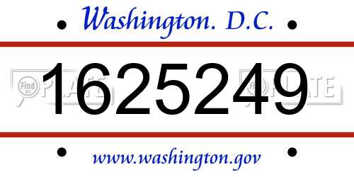 1625249 District Of Columbia License Plate