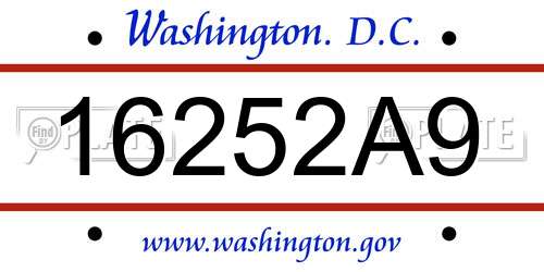 16252A9 District Of Columbia License Plate
