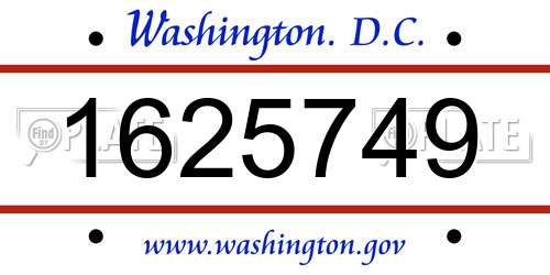1625749 District Of Columbia License Plate
