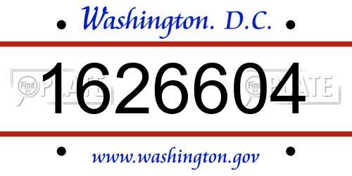 1626604 District Of Columbia License Plate