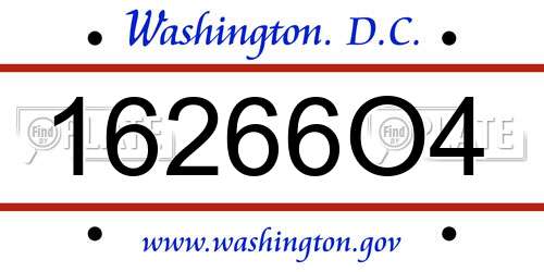 16266O4 District Of Columbia License Plate