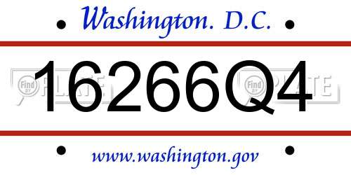 16266Q4 District Of Columbia License Plate